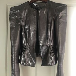Vintage ASOS grey/purple metallic leather jacket